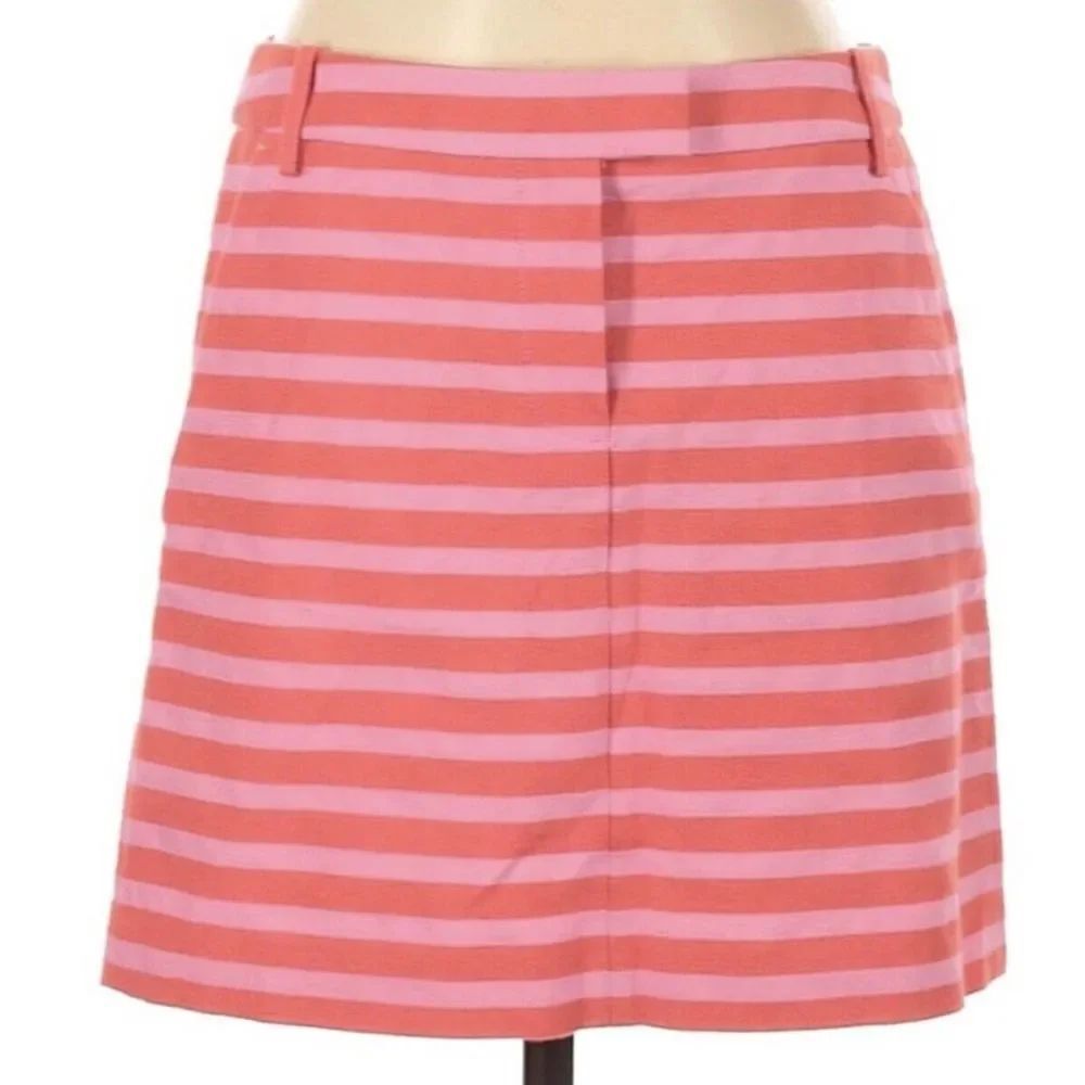 J Crew Bright Pink Striped Pencil Skirt Size 2